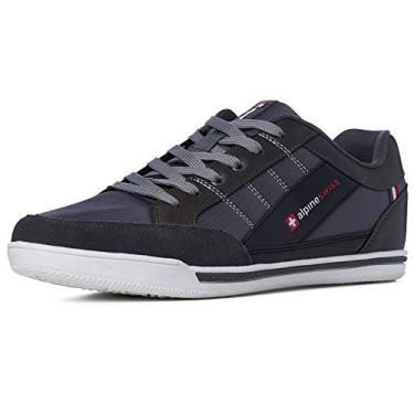 Imagem de Alpine Swiss Tênis retrô masculino | Tênis de cano baixo inspirado no vintage europeu com acabamento em camurça | Tênis fashion Stefan | Tênis casual streetwear, Cinza, 44