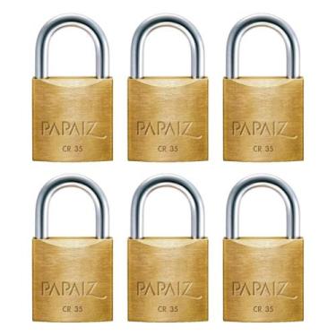 Imagem de Kit com 6 cadeado papaiz cr 35mm latão maciço com chaves
