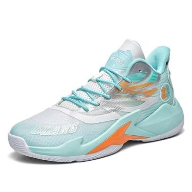 Imagem de Bolognifi Tênis de basquete masculino cano alto, calçado esportivo moderno e antiderrapante para atividades ao ar livre Equipamento de basquetebol(Green,36 BR)