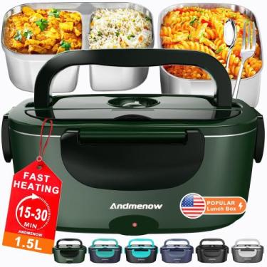 Imagem de Lancheira elétrica Andmenow 1.5L Portátil Aquecedor de Alimentos Verde