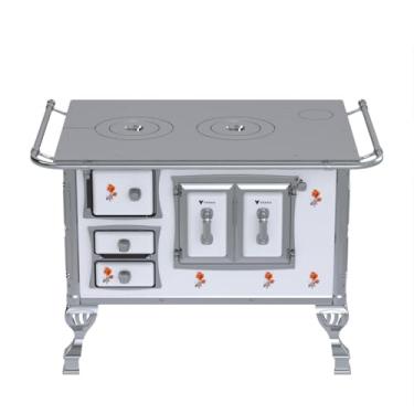 Imagem de Fogão a Lenha GII N 2 Sec Branco Flor Sem Tampa Saida Direita