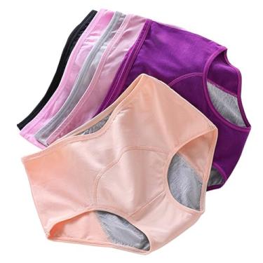 Imagem de Roupa íntima feminina para incontinência, calcinha protetora para incontinência de algodão, calcinha plus size, 6 peças, multicolorida, P