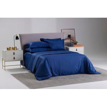 Imagem de JOGO DE LENÇOL RAGGIO DI LUNA FIREFLY AZUL 100% ALGODÃO CETIM 400 FIOS QUEEN 4 PÇS