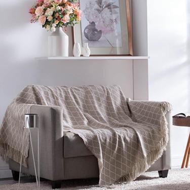 Imagem de Manta Para Sofá Jacquard Casablanca - Adomes Vitral Bege