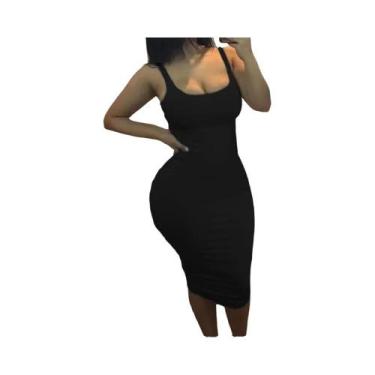 Imagem de Vestido Mini Sem Mangas Em Cor Sólida plus Size Verão Sexy Top De Alça