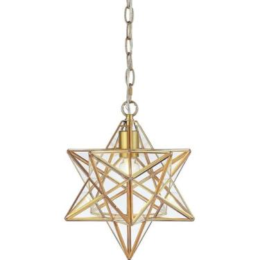Imagem de Luz Pendente De Vidro Estrela Varanda Pendurada Lanterna De Teto Lustre De Cobre De Luxo E27 Iluminação Pendente De Teto Para Loft Bar Café Corredor Corredor Corredor, 1PCS