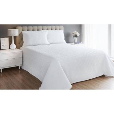 Imagem de Cobre Leito Colcha Branca Kit Classic Delicato Casal Queen