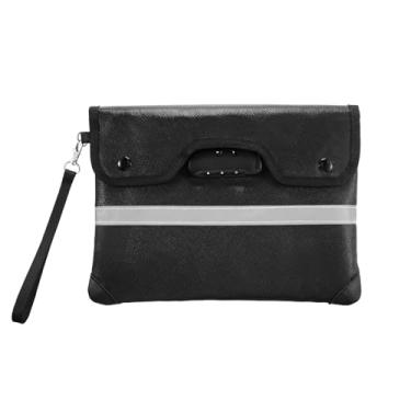 Imagem de Bolsa de documentos à prova de fogo com zíper selado à prova d'água e bolsa de armazenamento com fechadura combinada para carteira de certificado de passaporte em dinheiro (preto, médio, por favor)