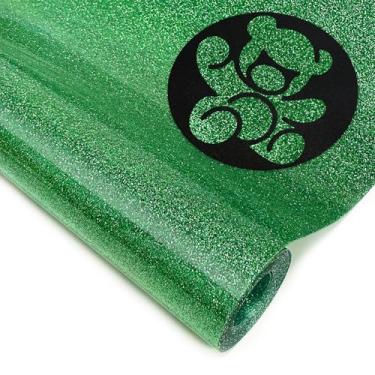 Imagem de DUEUIOE Rolo de vinil de transferência de calor HTV Glitter verde grama - 30,5 cm x 2,7 m, ferro em vinil para todas as máquinas de corte - Fácil de cortar e remover ervas daninhas, HTV com glitter