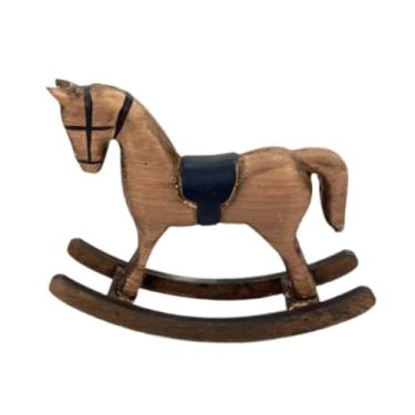 Imagem de Estatueta de cavalo de balanço escultura de animal de madeira vintage estátua decorativa ornamento de mesa para mesa de centro de mesa de lareira mesa, marrom