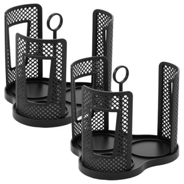 Imagem de bigjvbfv 2 organizadores de copos com base rotativa, 3 compartimentos, dispensador de xícara de café com alça para sala de descanso RV 22,5 cm × 19,5 cm.