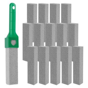 Imagem de FALESOUL Pacote com 15 pedras de limpeza de pedra-pomes com alça, pedra-pomes para limpeza de fogão, limpeza de vasos sanitários, banheiras, pias, piscinas, churrasqueiras (verde)