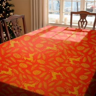 Imagem de Toalha De Mesa Jantar 8 Lugares Decoração Natal Natalina Jacquard Luxo 2,80m (Vermelho)