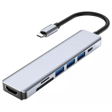 Imagem de Adaptador Hub 7 Em 1 Tipo C Dock Usb 3.0 Hdmi Sd