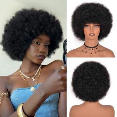 Imagem de Peruca Vitorish Afro Kinky Curly 25 cm com franja sintética preta