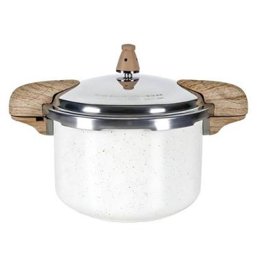 Imagem de Panela de Pressão Antiaderente Cerâmica Brinox 5,4 Litros C/ Alça Fogã
