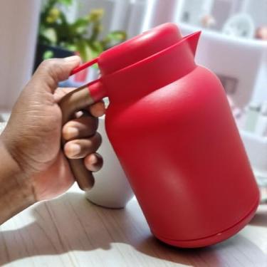 Imagem de Garrafa Térmica Jarra De Café 1 L Com Viso de Temperatura em LED Bebida Quente ou Gelada (Vermelho)