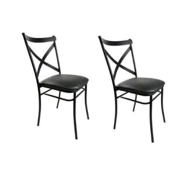 Imagem de Kit 2 Cadeiras De Aço Ferro Suporta 150 Kg Para Cozinha Buffet Empilhá