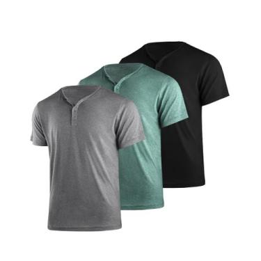 Imagem de Camiseta masculina de manga curta Liloak Henley, pacote com 3  respirá
