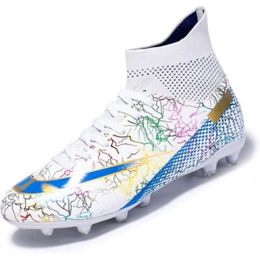 Imagem de Tênis de futebol masculinos de futebol com pontas longas, couro e borr