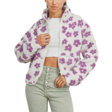 Imagem de Jaqueta chouyatou feminina de lã felpuda com zíper e casaco de pele sh