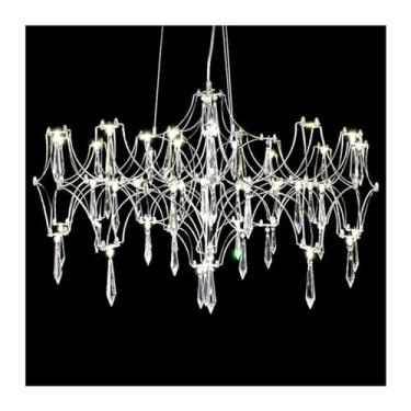 Imagem de Lustre luxuoso, lustres nórdicos de decoração para casa para sala de jantar, lustres pendentes, lâmpadas suspensas para luminárias de teto, iluminação interna, branco frio-prateado, 105 cm