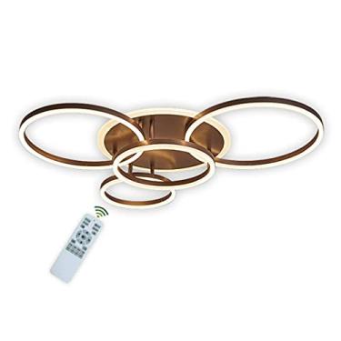 Imagem de Luminária de teto LED, lustre marrom moderno, lâmpada de teto redonda de 72 W 3000 K-6000 K regulável com controle remoto Iluminação de teto para sala de estar Sala de jantar Quarto Cozinha