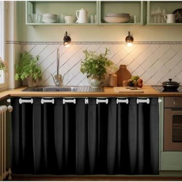 Imagem de Cortina de Pia Cozinha PVC Impermeável Decorativa Fácil Limpeza Proteç