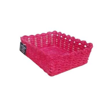 Imagem de Cesto Organizador Croche Retangular 26 x 18cm Cor a Escolher - Cesta d