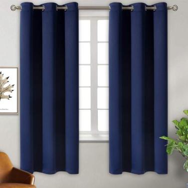 Imagem de Cortinas Blackout BGment Grommet com isolamento térmico em azul marinh