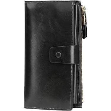 Imagem de Carteira Itslife com bloqueio de RFID, couro genuíno, preta, feminina