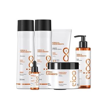 Imagem de Kit Eico Pro Força e Crescimento Shampoo e Condicionador 300ml Máscara Tratamento 300g Fluido Preenchedor 200ml Booster 30ml Leave-in 300ml
