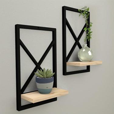 Imagem de Prateleira Estilo Industrial 23x37 cm modelo Ideal para Sala, Quarto, Cozinha e Banheiro(PRETO 23 x 37cm,3)