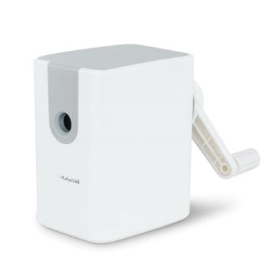 Imagem de Apontador com Manivela Manual de Mesa Depósito Grande para Escritório Escola e Casa Professores Alunos Alta Precisão e Durabilidade Branco