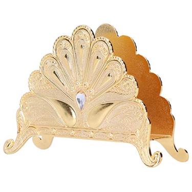 Imagem de Acouto Porta-guardanapos de Metal Dispensador retrô Porta-guardanapos de Mesa Dispensador de Tecidos Ornamentos Europeus de Tecidos Autônomo Cozinha Sala de Jantar (Ouro)
