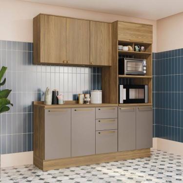 Imagem de Cozinha Compacta 3 Peças com Tampo e Torre Quente Botanic Nogueira/Cinza