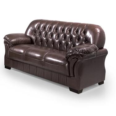 Imagem de Sofá Rei 3 Lugares Clássico Couríssimo com Estrutura de Madeira Casa Imperial Marrom