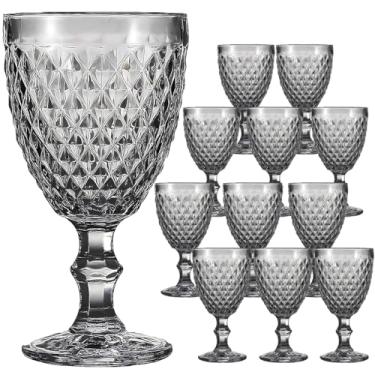 Imagem de Jogo 24 Taças de Vidro Luxo Agata Cinza 340ml Vinho Água Drinks Grosso Resistente Ametista