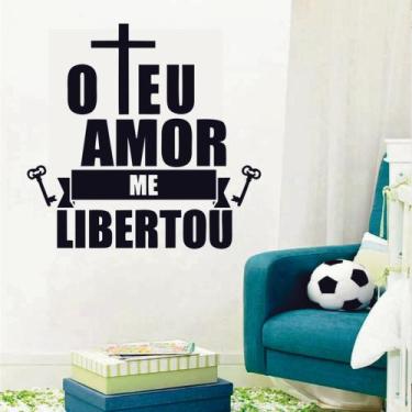 Imagem de Adesivo de Parede Decorativo Teu Amor me Libertou Jesus Cruz - V3 Shop
