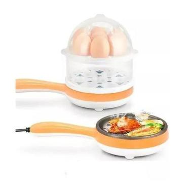 Imagem de Cozedor Ovos Frigideira Elétrica Antiaderente 110V Laranja