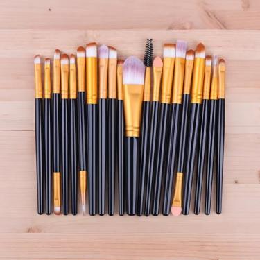Imagem de Conjunto de pincéis de maquiagem profissional de 20 peças, pincel de maquiagem para delineador de sombra, preto