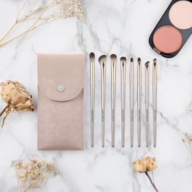 Imagem de Conjunto de 8 pincéis de maquiagem, sombra, blush, pincéis de maquiagem, delineador de sobrancelha, kit de pincéis profissionais com bolsa de maquiagem