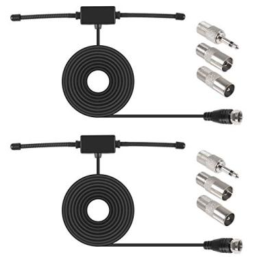 Imagem de 2 peças de antena de rádio FM antena dipolo FM antena FM para receptor estéreo interno a maioria dos sistemas de música rádio FM receptor estéreo doméstico AV áudio Vedio receptor de home theater