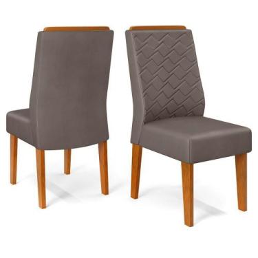 Imagem de Kit 2 Cadeiras De Jantar Estofadas Lidia Veludo Lunar Freijo Dj Moveis