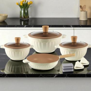 Imagem de Conjunto Jogo De Panelas 11 Peças Antiaderente Indução Gás Revestido C