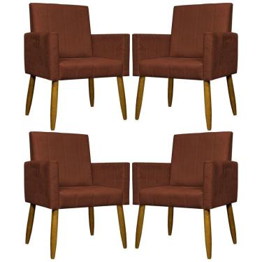Imagem de Kit 4 Poltronas Decorativa Para Sala Recepção Consultório Escritório Mari Suede