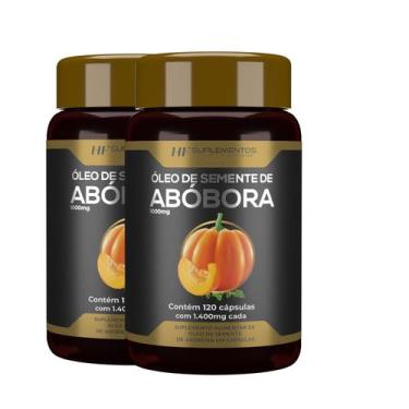 Imagem de 2x óleo de semente de abobora 1400mg 120caps hf suplementos