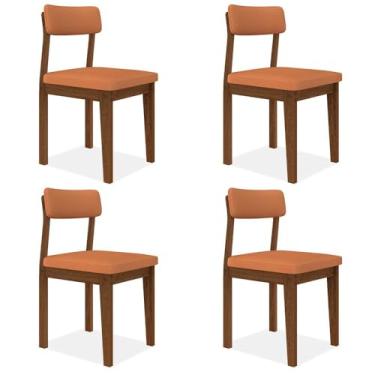Imagem de Conjunto Com 4 Cadeiras Estofadas Utah Freijó/s.terracota - M.a Freijó/suede Terracota