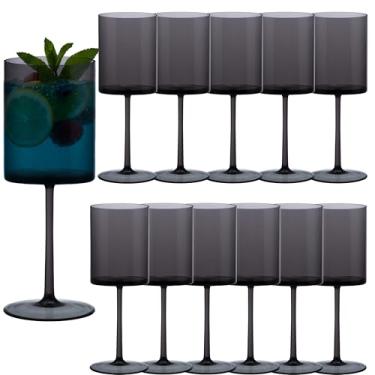 Imagem de JLYLOL 12 peças de taças de champanhe de plástico preto de 293 ml, taças de champanhe grandes, reutilizáveis, acrílico, para brindar para casamento, copos de água, taças de vinho, para casamento