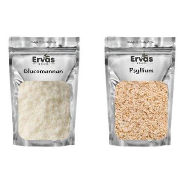 Imagem de Psyllium Husk 100g + Glucomannan 100g 100% Fibras Naturais - ervasesau